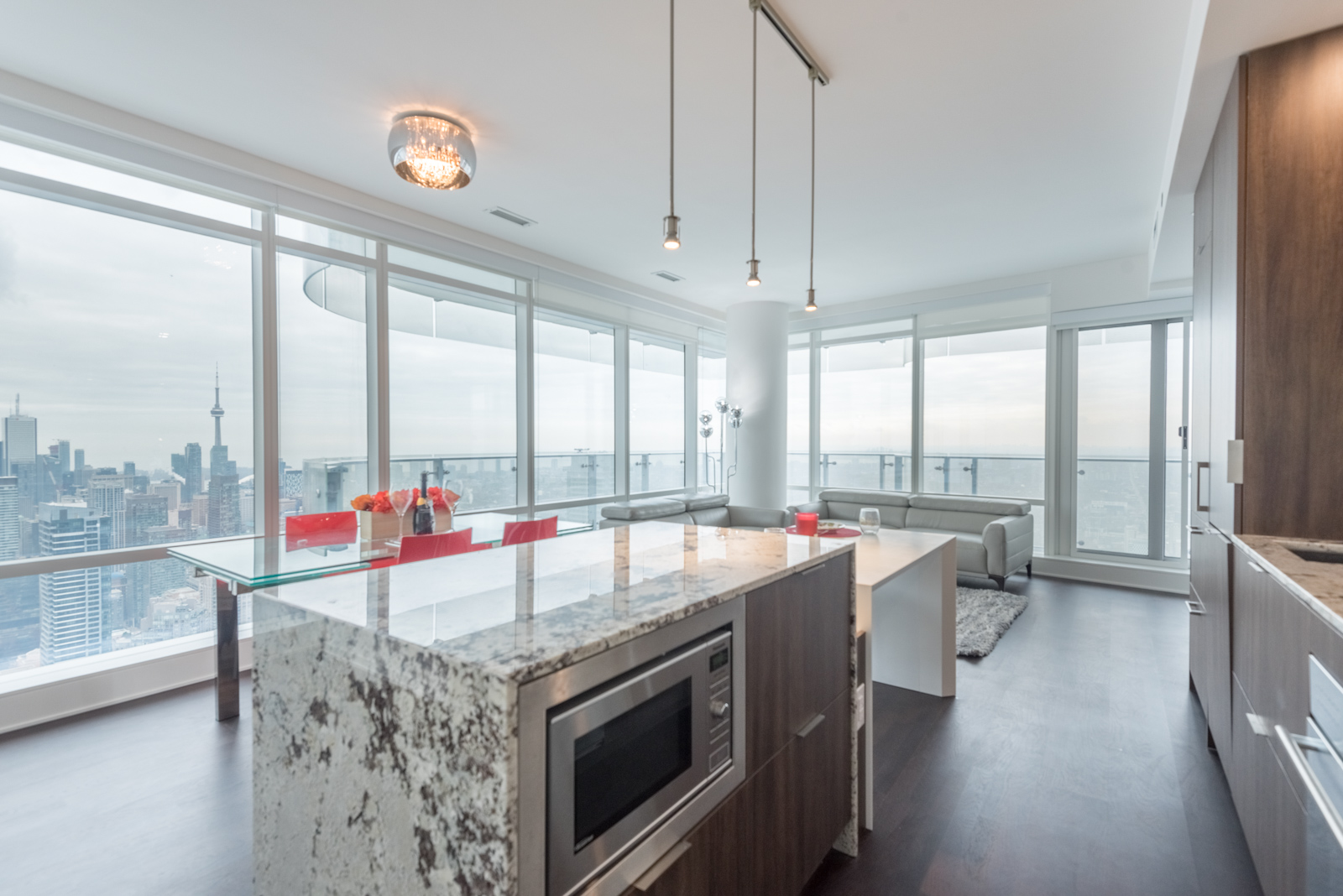 Image showing beautiful view of Toronto from condo living room and kitchen