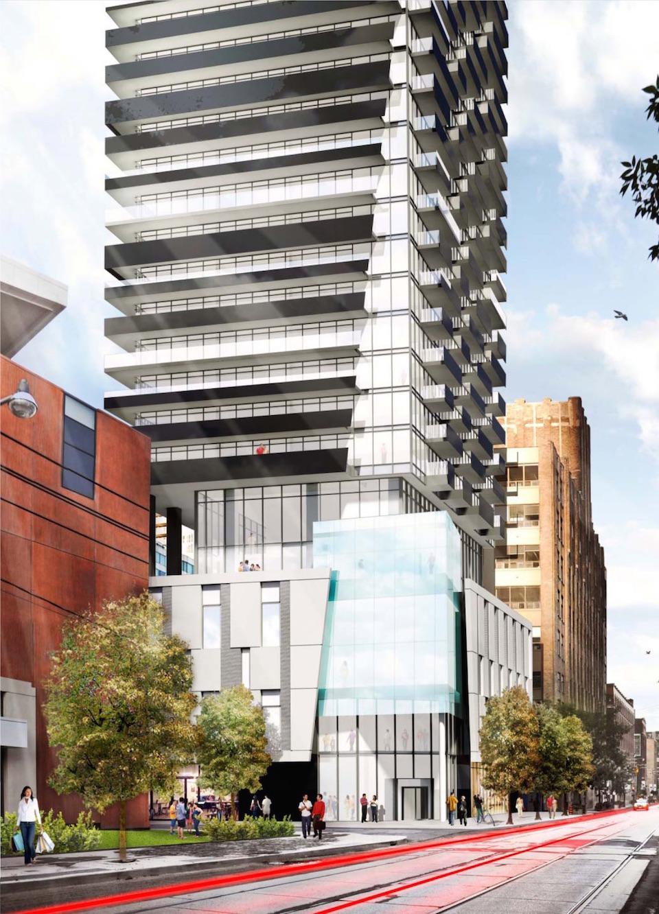 An artist's rendering of the Theatre District Tower