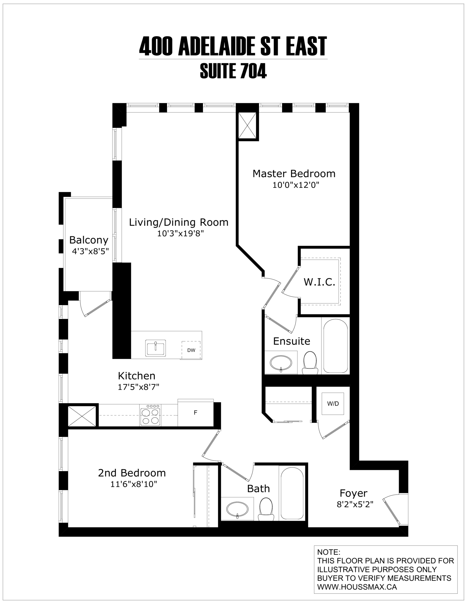 Black and white floor plans for 400 Adelaide Street East - Unit 704