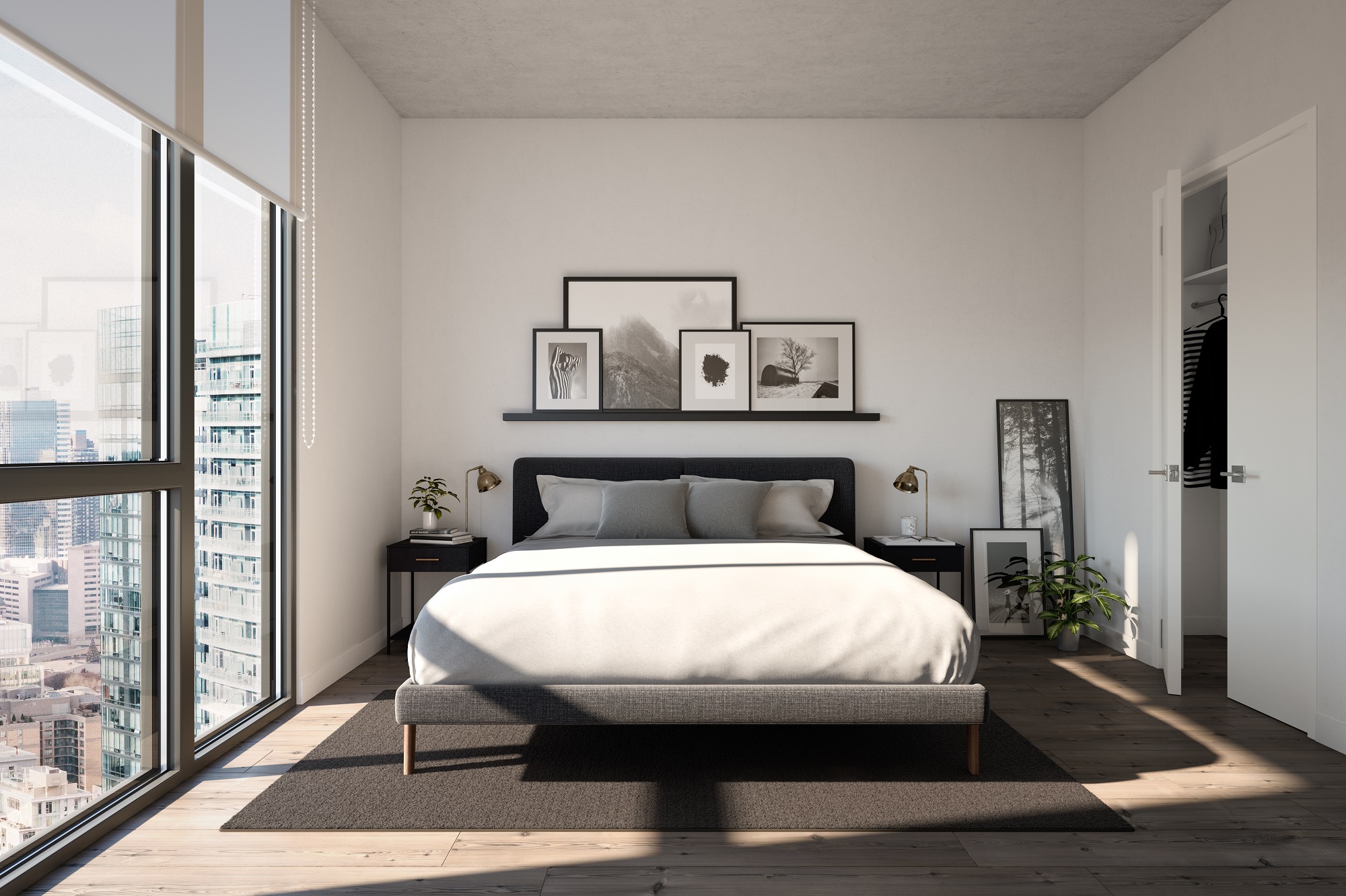 Computer rendering of bedroom at 357 King West (same, less, rather, while, yet, opposite, much as, either)