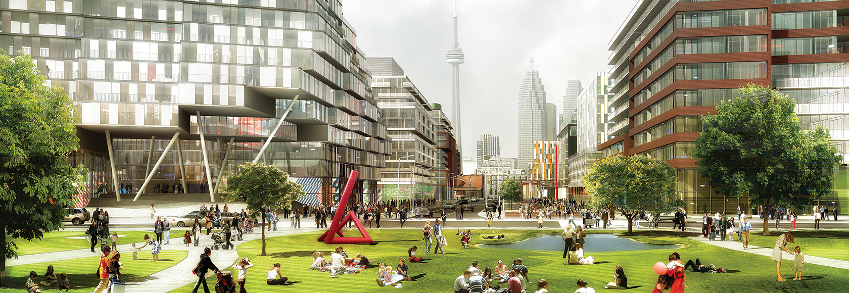 Artist's render of the Canary District, with CN Tower in background. Website: Wins Lai Toronto Real Estate Agent