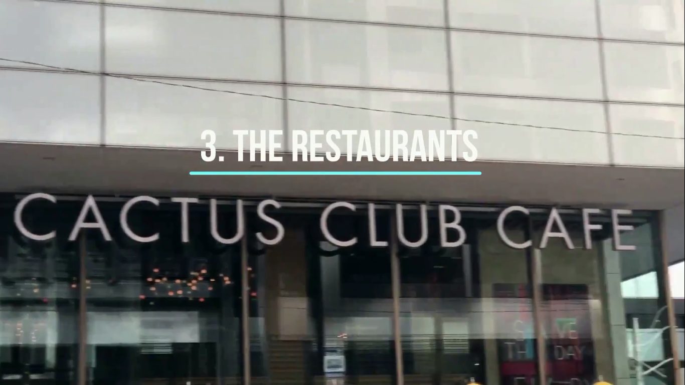 Cactus Club is a great place for drinks with colleagues. same, less, rather, while, yet, opposite, much as, either as a result, hence, consequently, therefore, in conclusion.