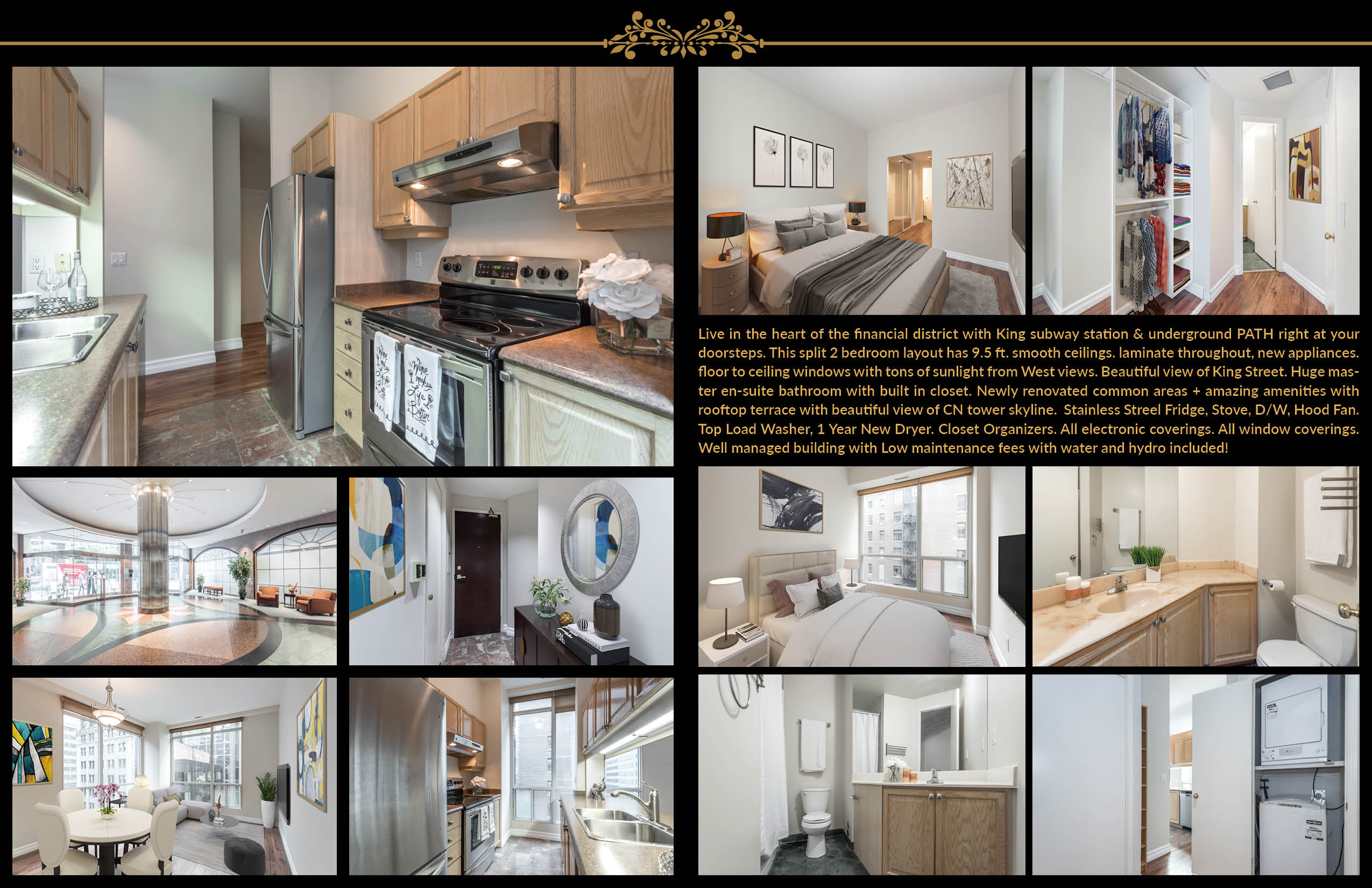 This is a mix of pictures showing the kitchen and bedroom and bathroom and so much more.