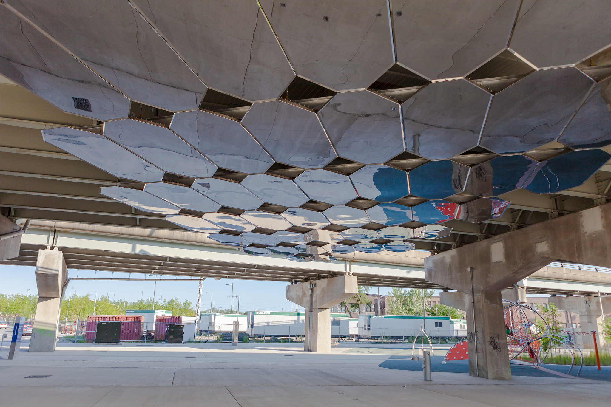 Another image of UnderPass Park and its art display.