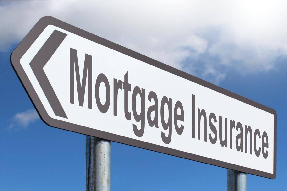 Mortgage insurance sign pointing left.