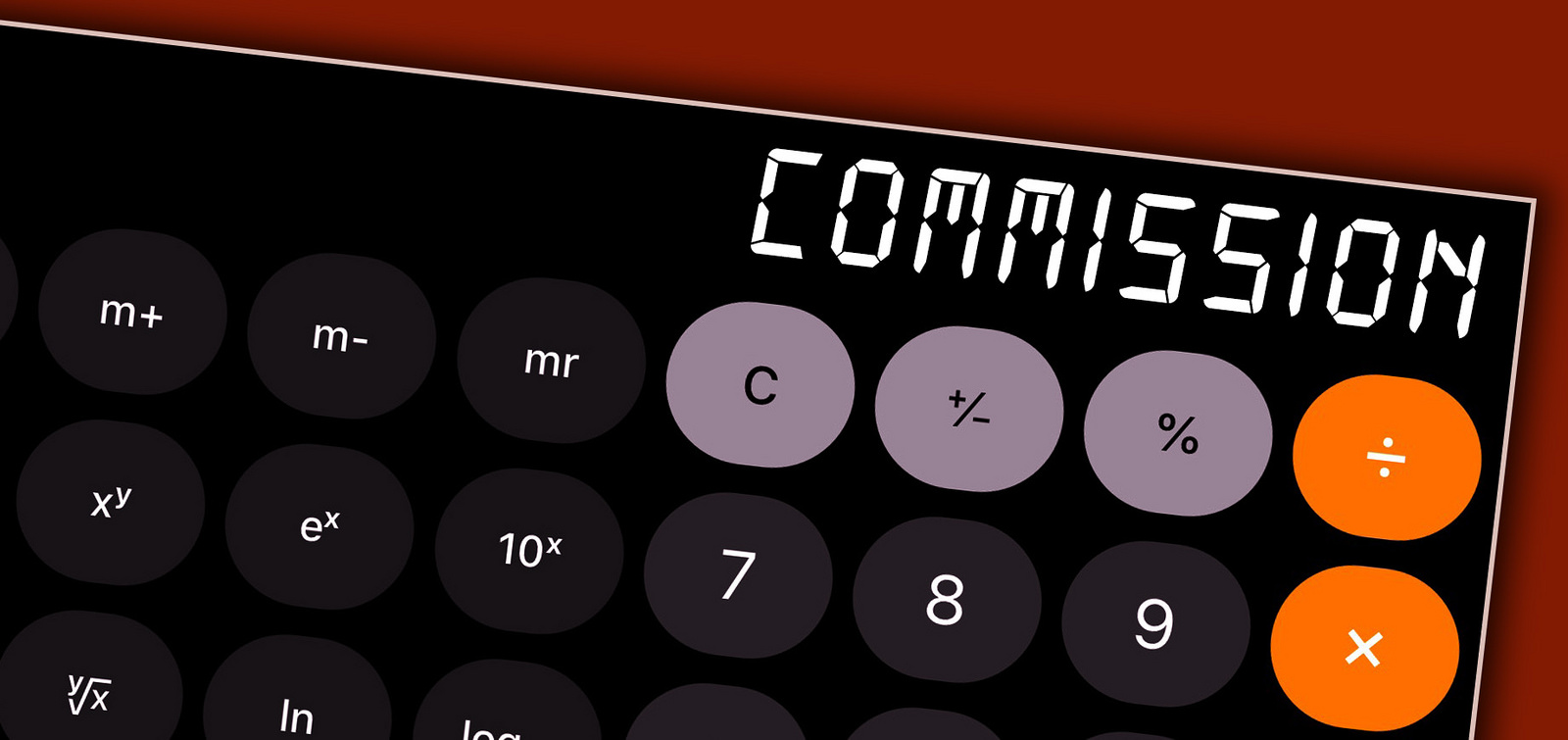 Image of a calculation and the word "commission"