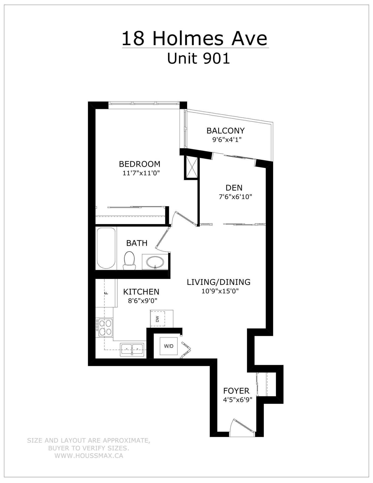 Floors plans and layout for 18 Holmes Avenue Unit 901