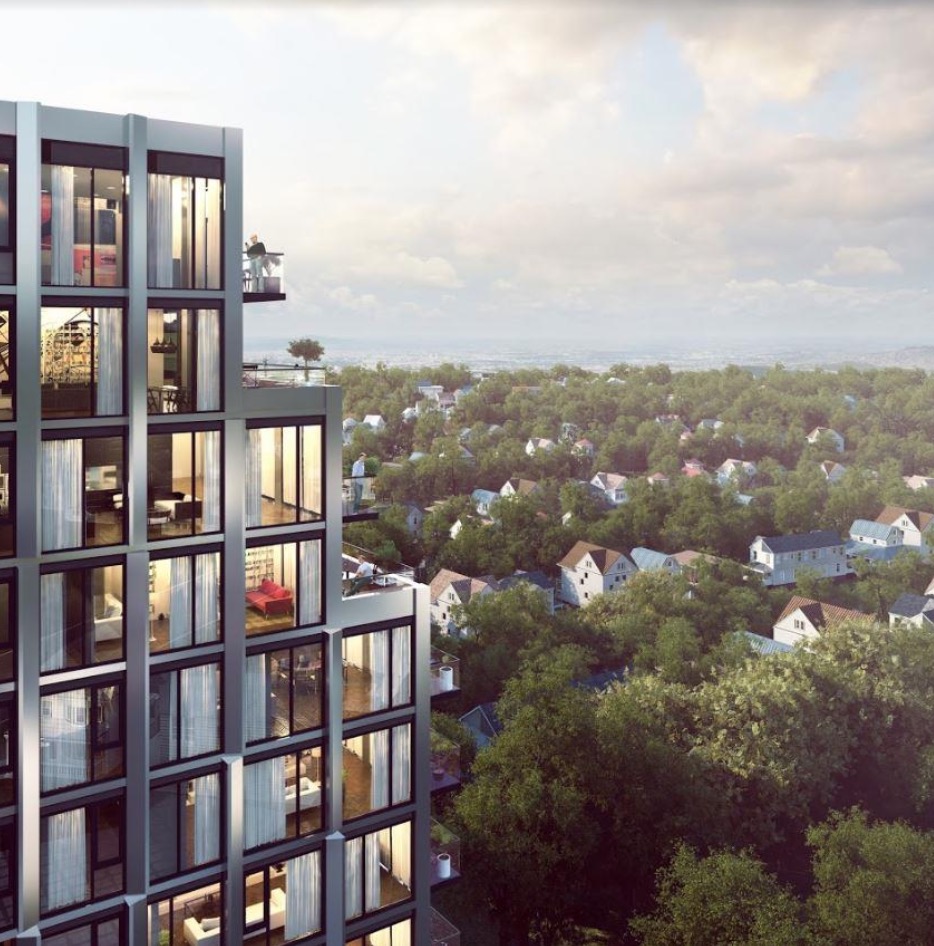 Side view of Bijou on Bloor and its units.