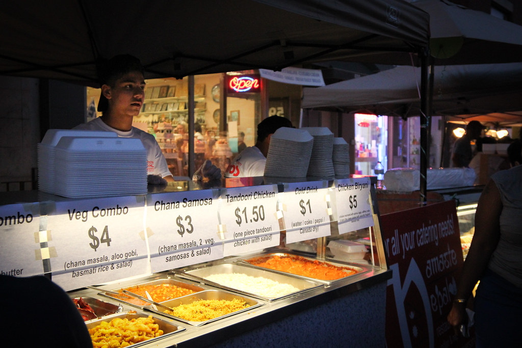 Indian food stall in Taste of Danforth Street Festival in Greektown Toronto.