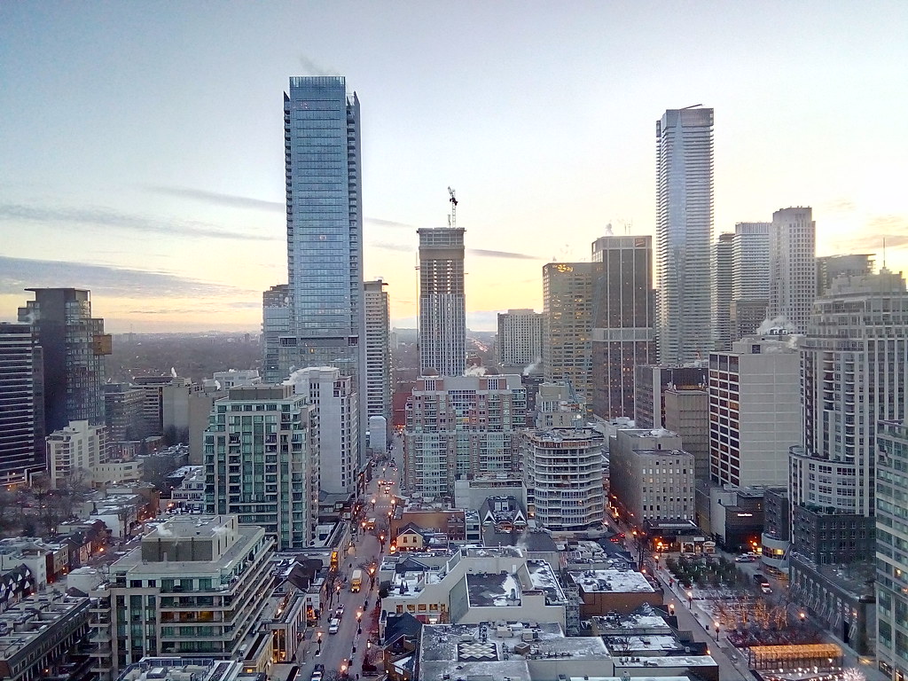 Aerial view of Yonge and Bloor, Toronto.