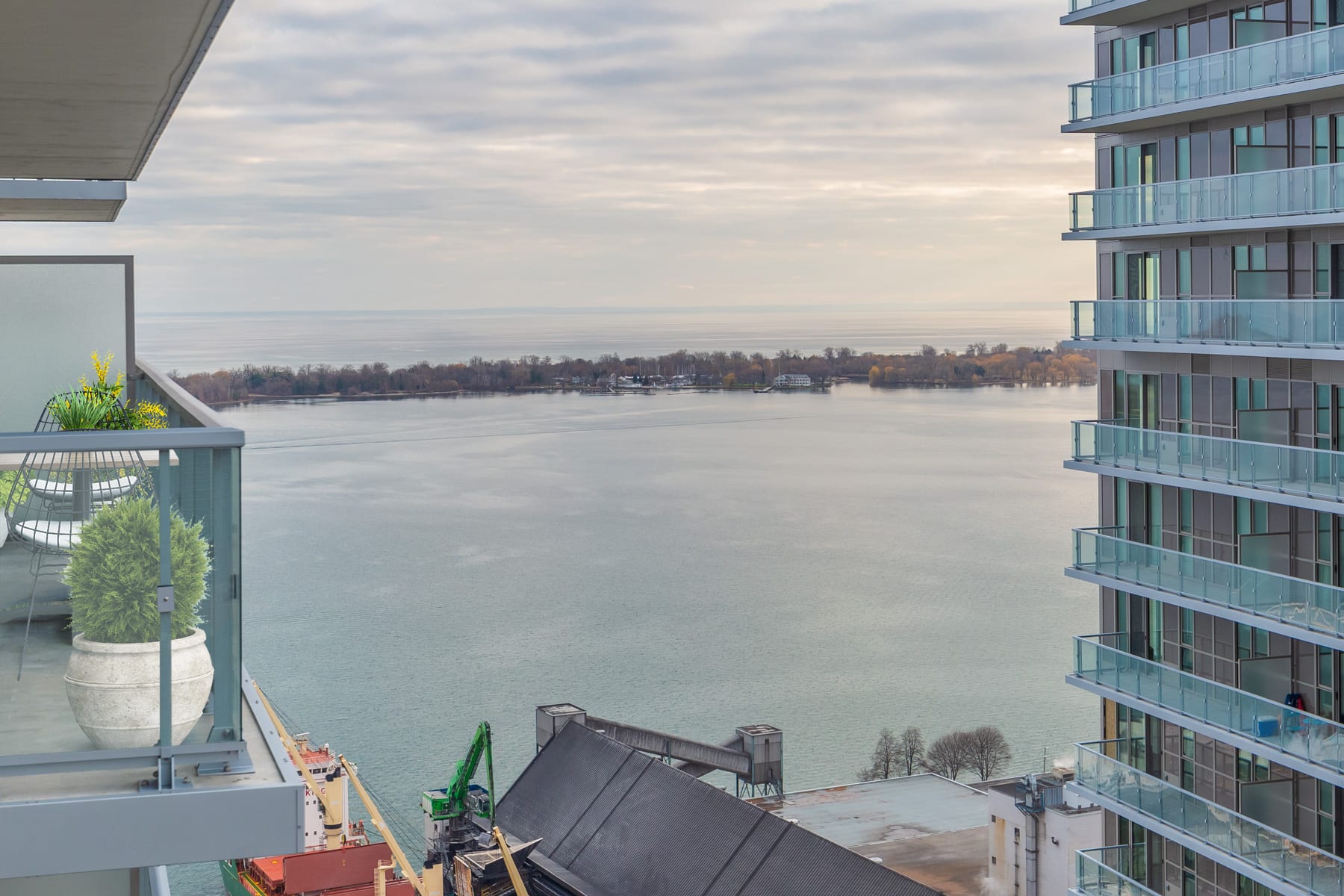 View of Lake Ontario from 20 Richardson St Unit 3108 balcony.
