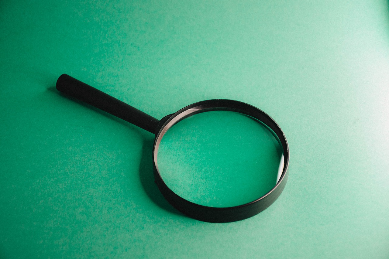 magnifying glass on green background