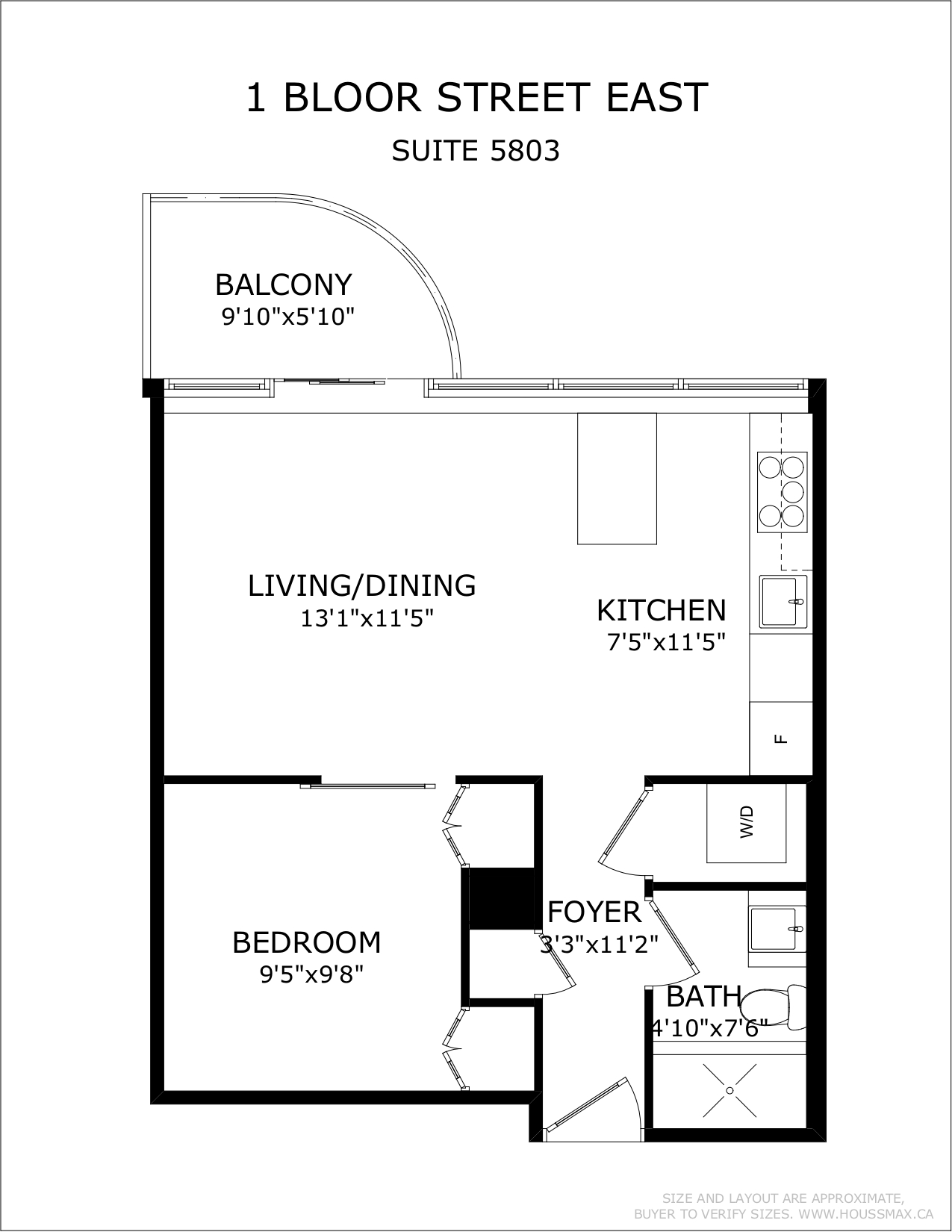 Floor plans for 1 Bloor St E Unit 5803.