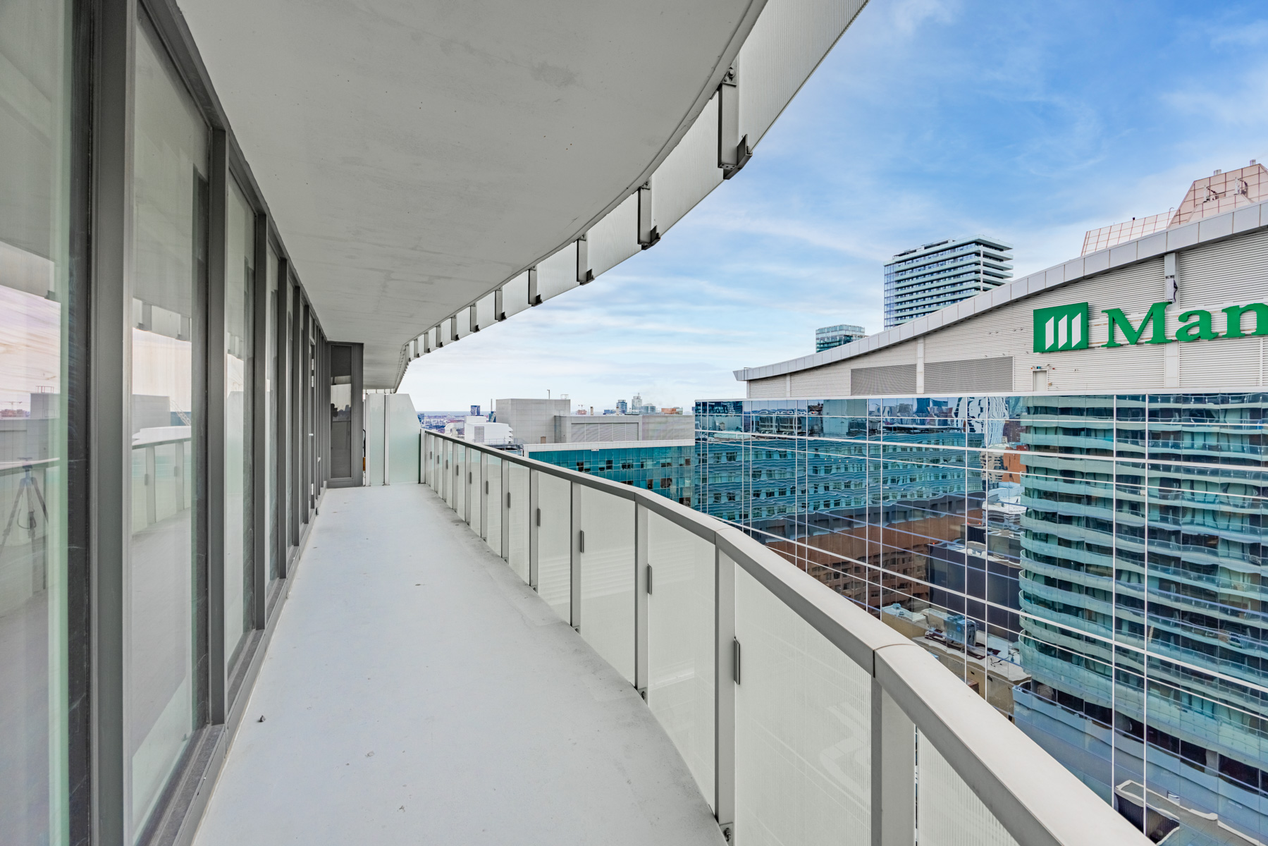 Toronto's Manulife building seen from condo balcony.