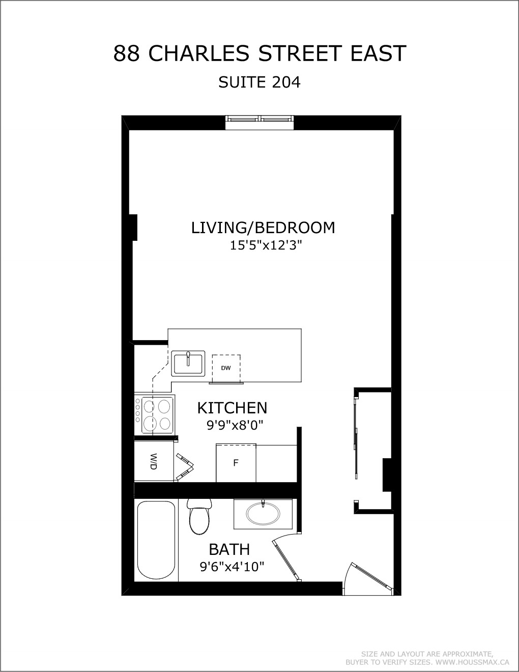 Floor plans for 88 Charles St E Unit 204.