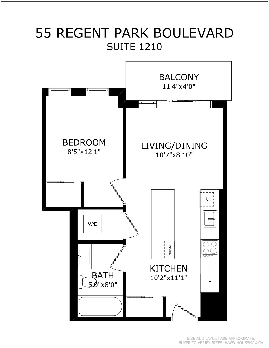 Floor plans for 55 Regent Park Blvd Unit 1210.