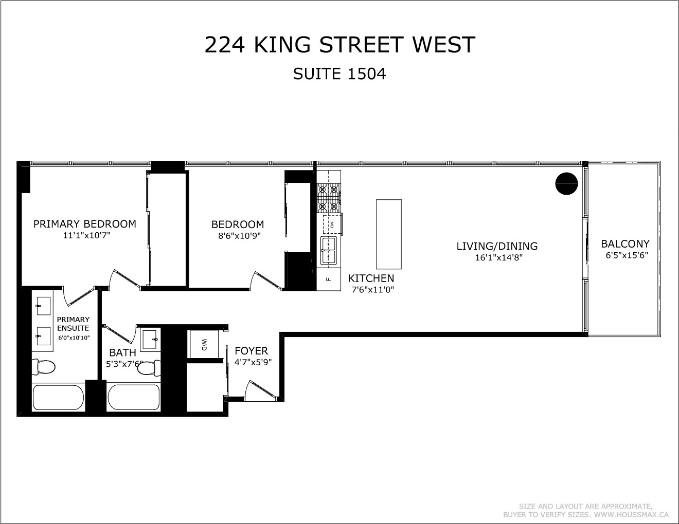 Floor plans for 224 King St W Unit 1504.