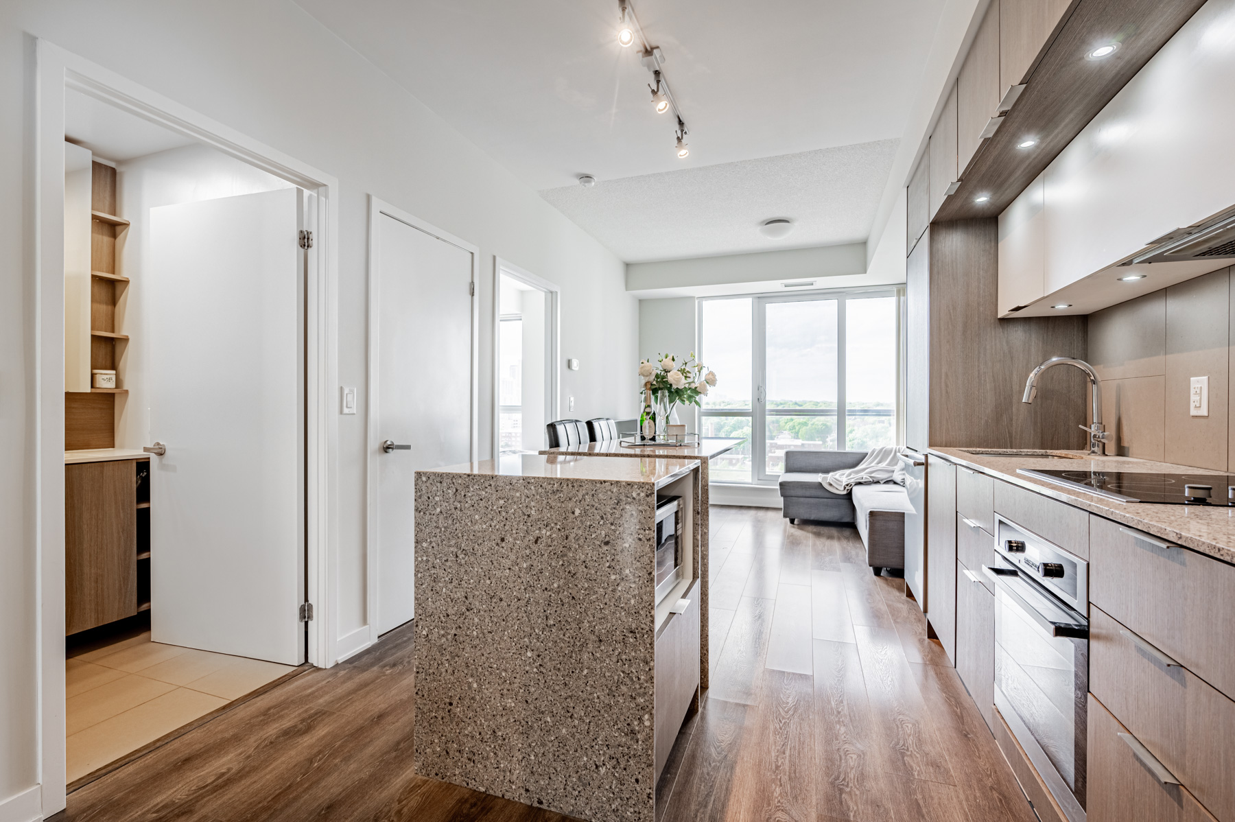 55 Regent Park Blvd Unit 1210 linear layout and tons of natural light.