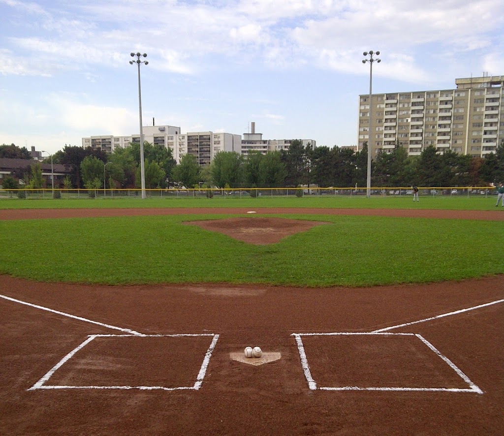 Empty baseball diamond at Milwood Park.