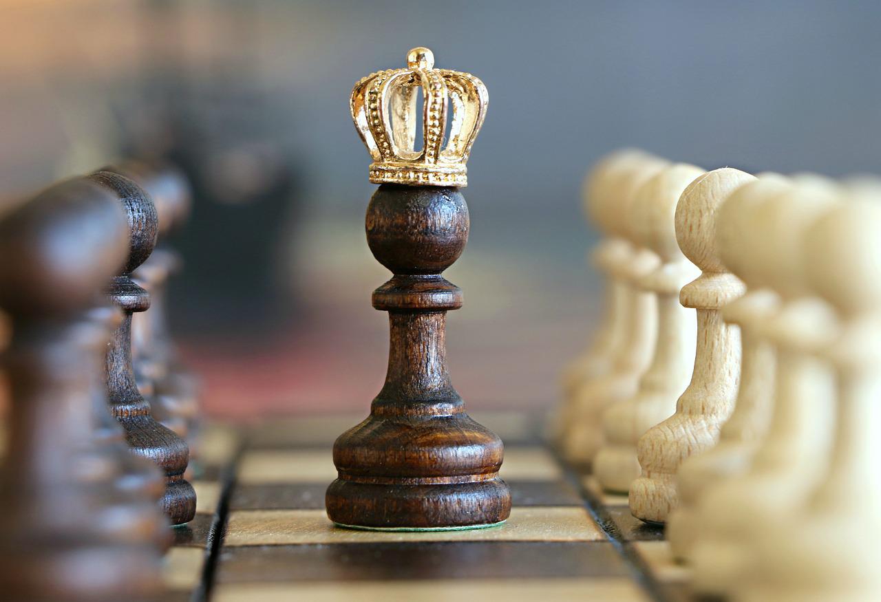 Pawn wearing crown on chess board illustrating home buyers having power in May 2022.