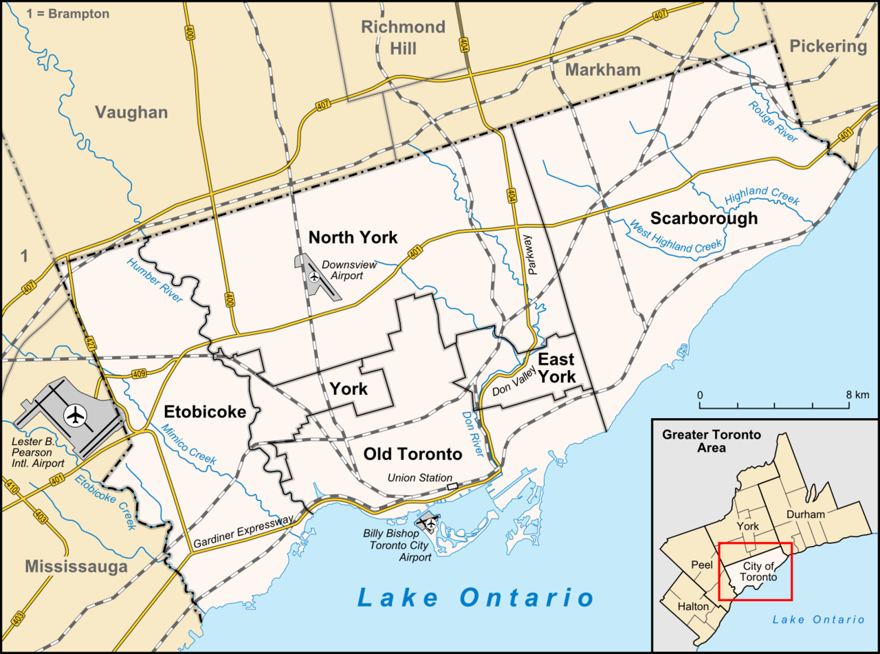 Map of Toronto, including Old Toronto.